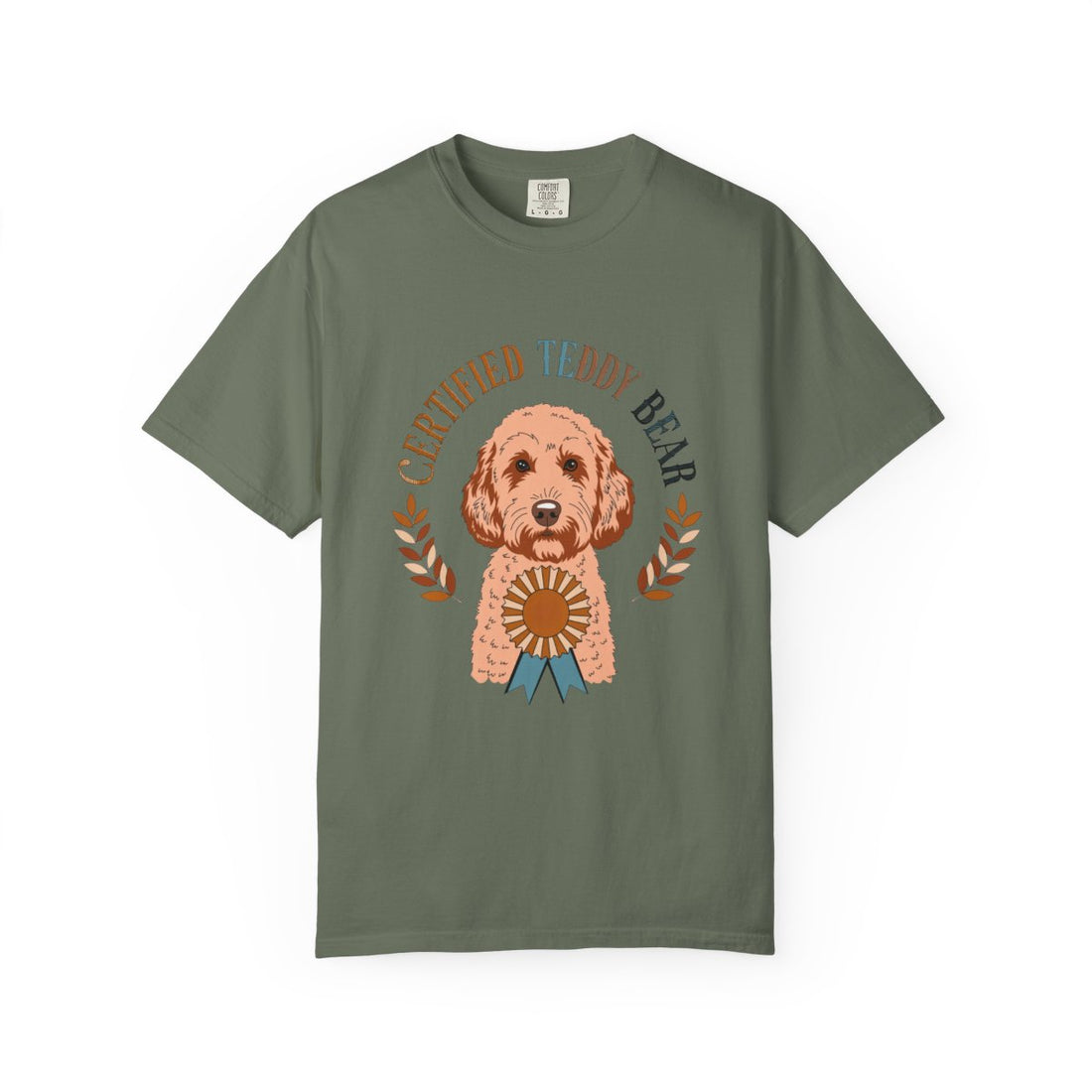 Moss — Front | Cockapoo 'Certified Teddy Bear' Garment-Dyed Tee