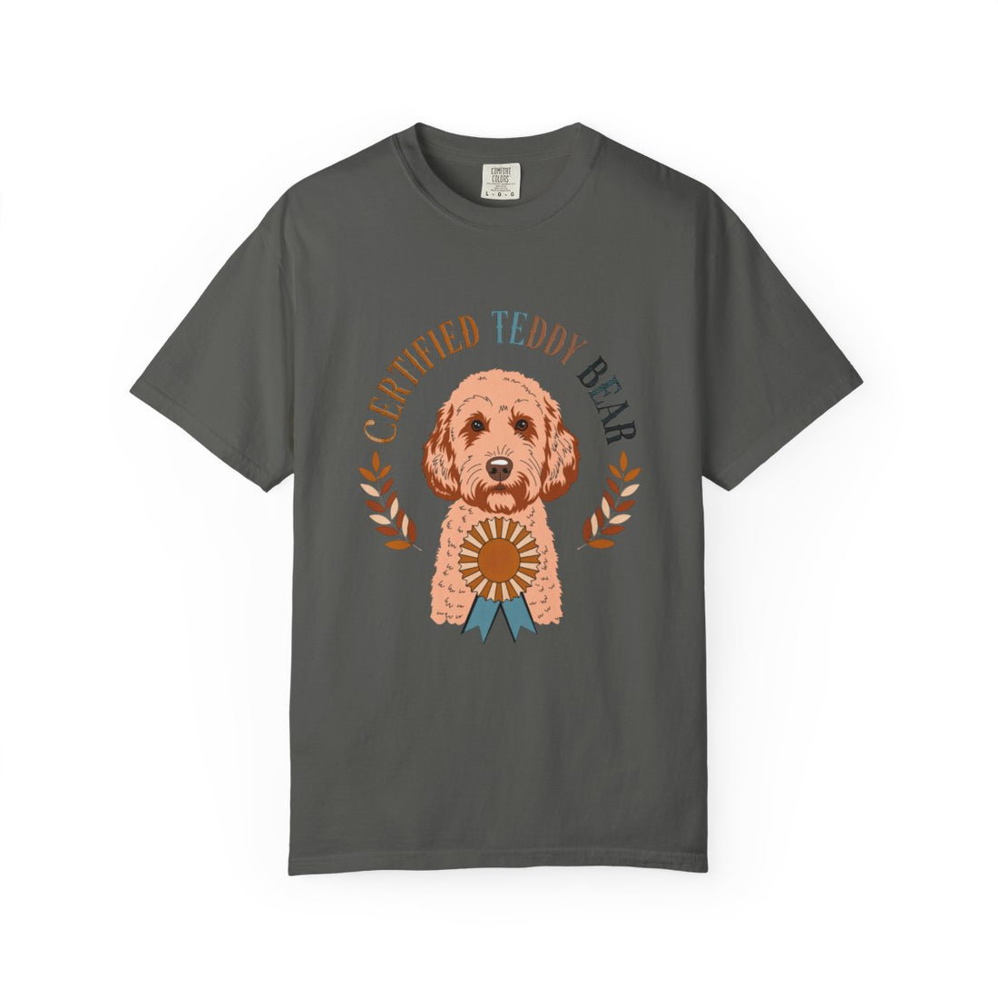 Pepper — Front | Cockapoo 'Certified Teddy Bear' Garment-Dyed Tee