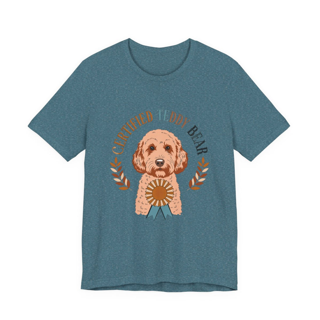 Heather Deep Teal — Front | Cockapoo 'Certified Teddy Bear' Tee