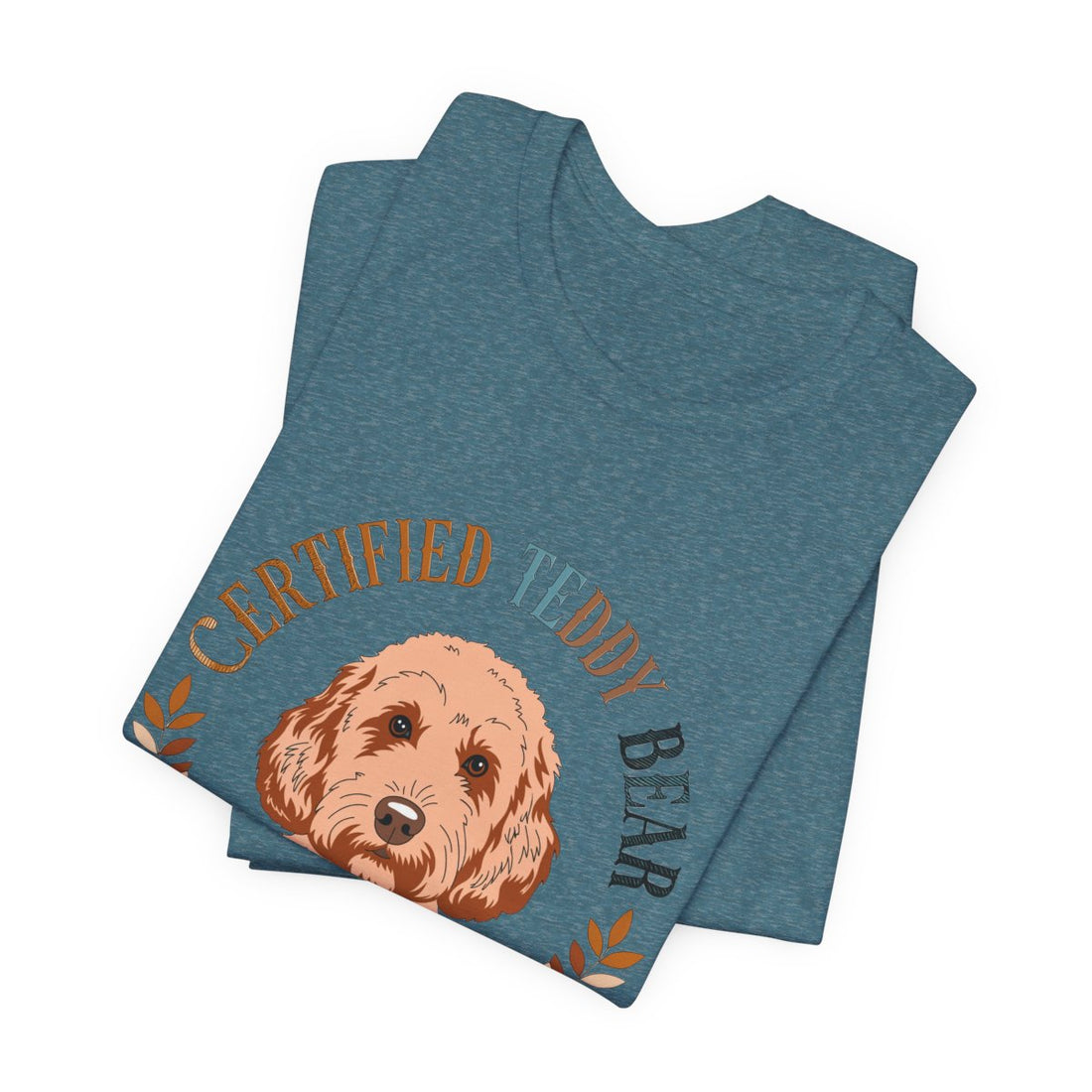 Heather Deep Teal — Folded | Cockapoo 'Certified Teddy Bear' Tee