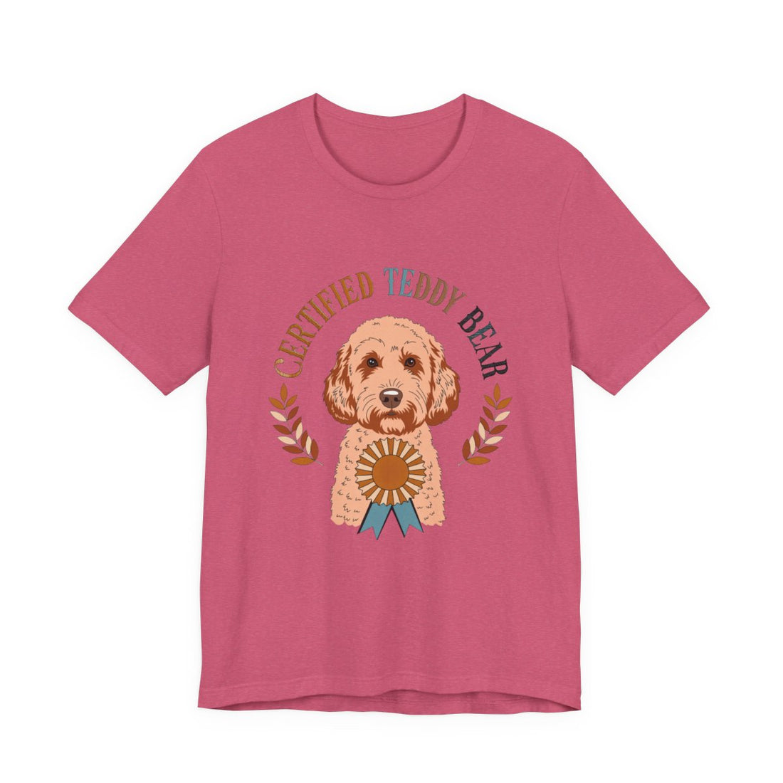 Heather Raspberry — Front | Cockapoo 'Certified Teddy Bear' Tee