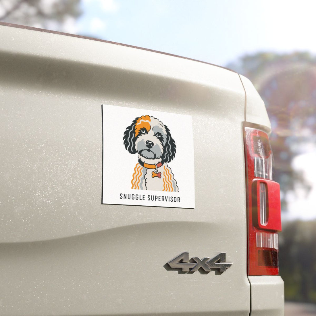 5'' × 5'' — Detail | Cockapoo Snuggle Supervisor Car Magnet