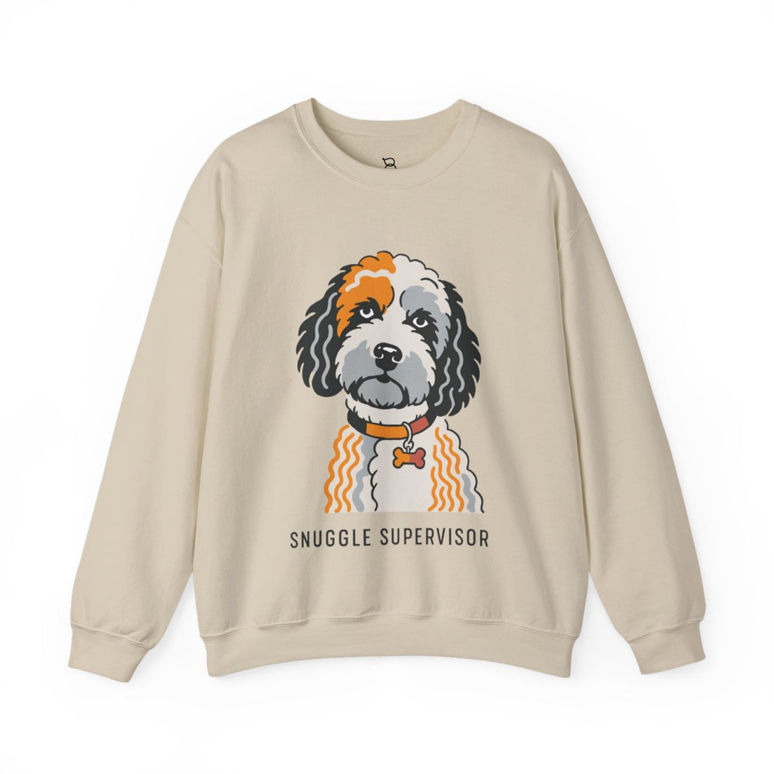 Sand — Front | Cockapoo Snuggle Supervisor Crewneck Sweatshirt