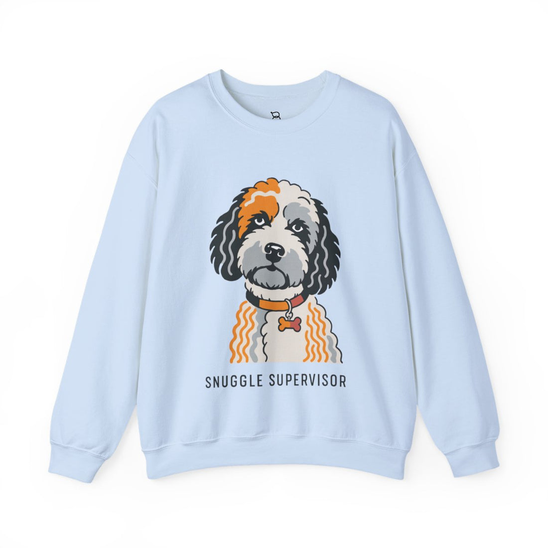 Light Blue — Front | Cockapoo Snuggle Supervisor Crewneck Sweatshirt