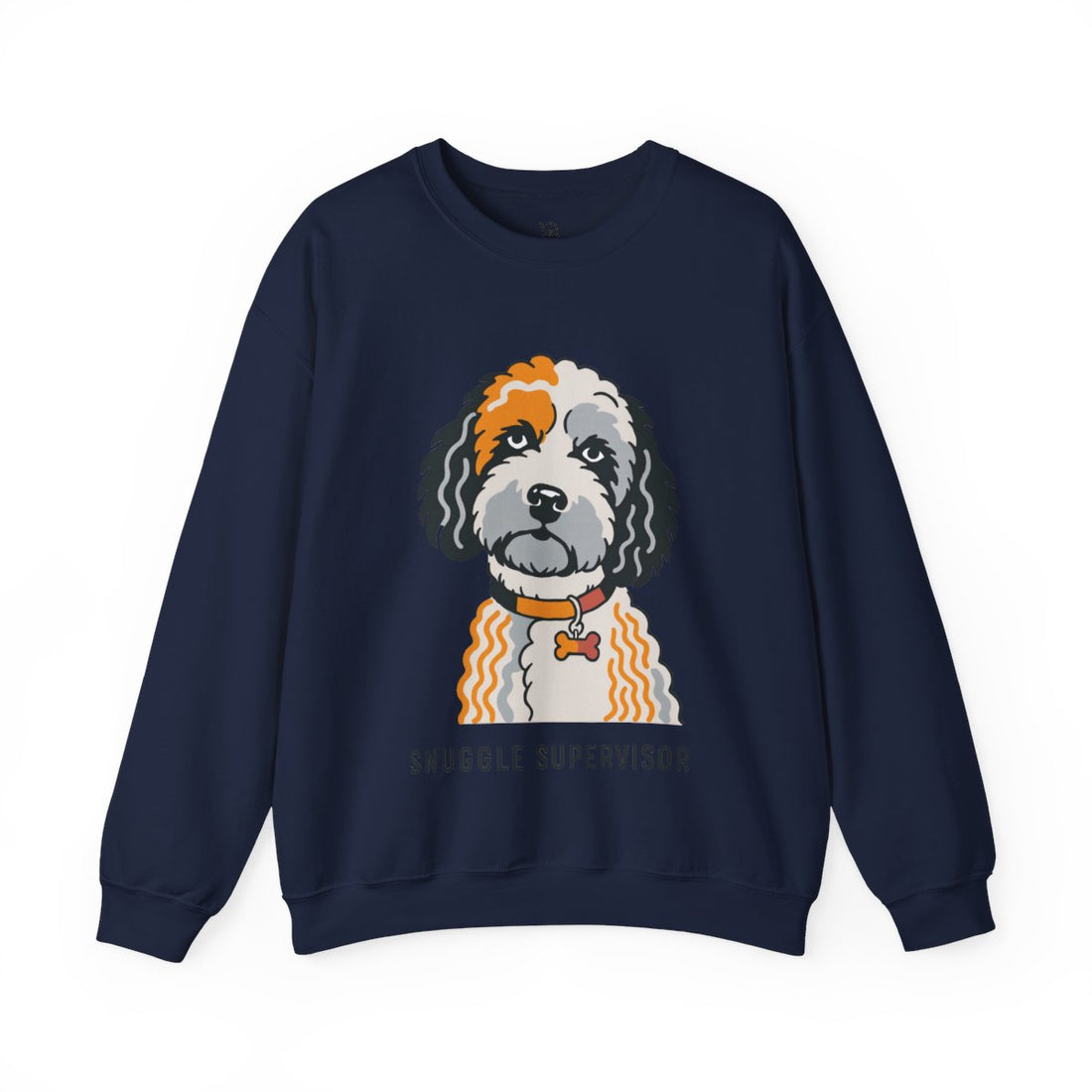Navy — Front | Cockapoo Snuggle Supervisor Crewneck Sweatshirt