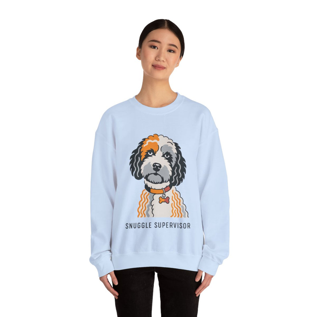 Light Blue — Lifestyle | Cockapoo Snuggle Supervisor Crewneck Sweatshirt