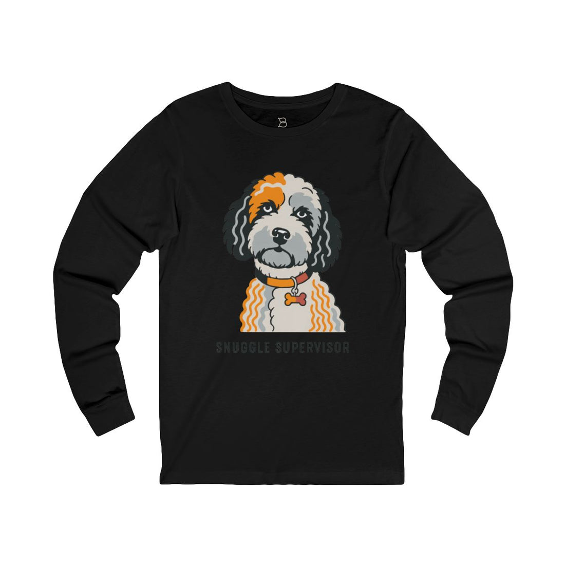 Black — Front | Cockapoo Snuggle Supervisor Long Sleeve Tee