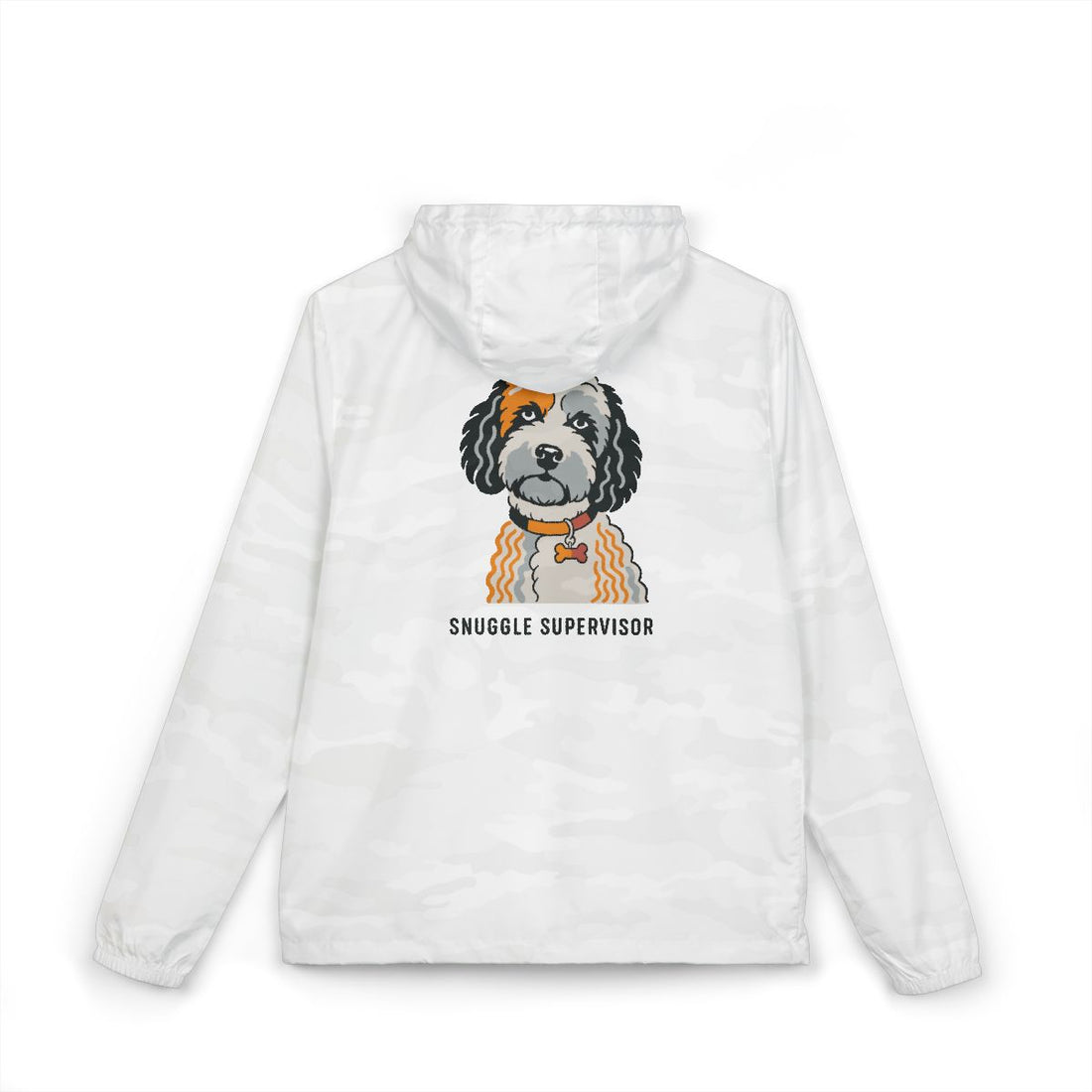 White Camo — Back | Cockapoo Snuggle Supervisor Windbreaker