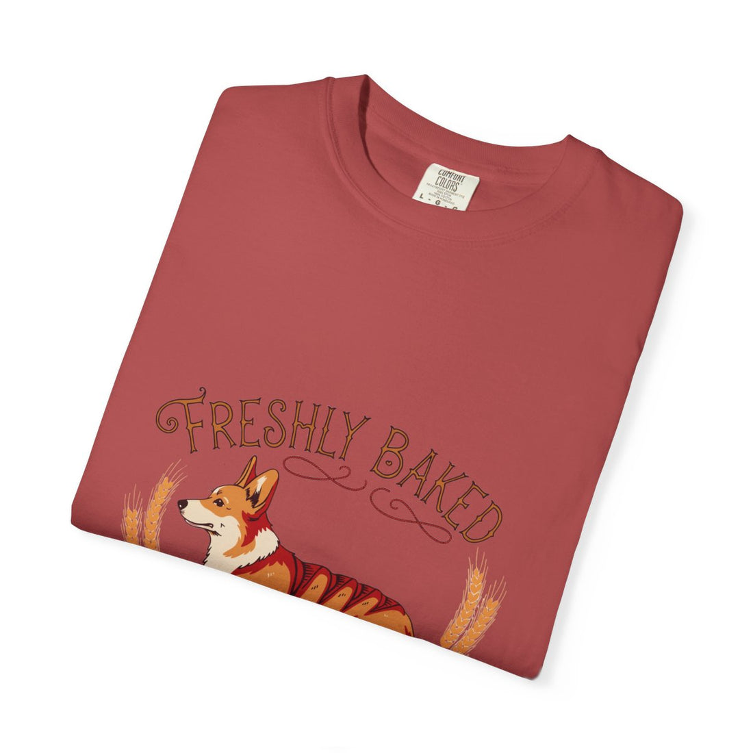 Crimson — Folded | Corgi 'Freshly Baked' Garment-Dyed Tee