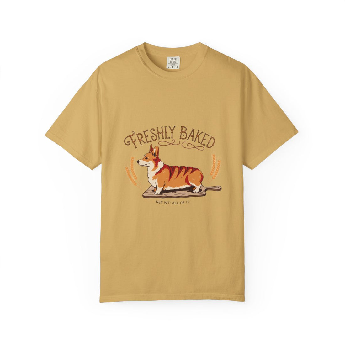 Mustard — Front | Corgi 'Freshly Baked' Garment-Dyed Tee