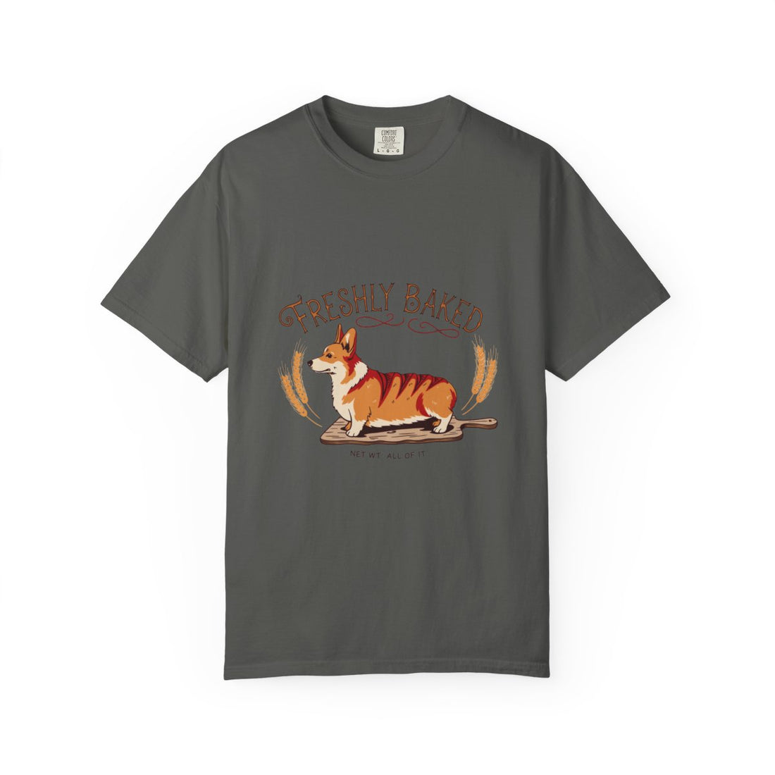 Pepper — Front | Corgi 'Freshly Baked' Garment-Dyed Tee