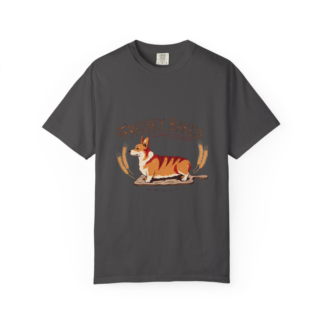 Graphite — Front | Corgi 'Freshly Baked' Garment-Dyed Tee