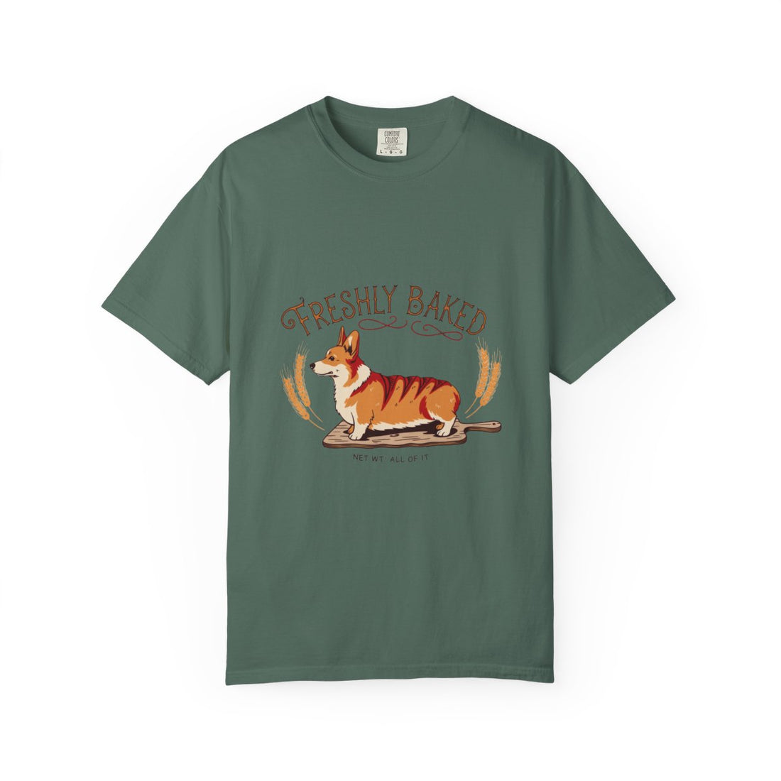 Blue Spruce — Front | Corgi 'Freshly Baked' Garment-Dyed Tee
