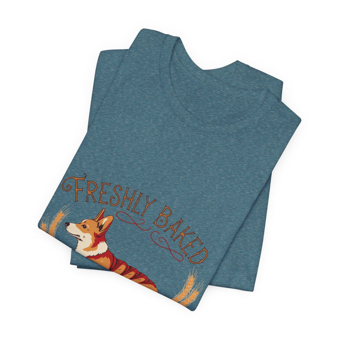 Heather Deep Teal — Folded | Corgi 'Freshly Baked' Tee