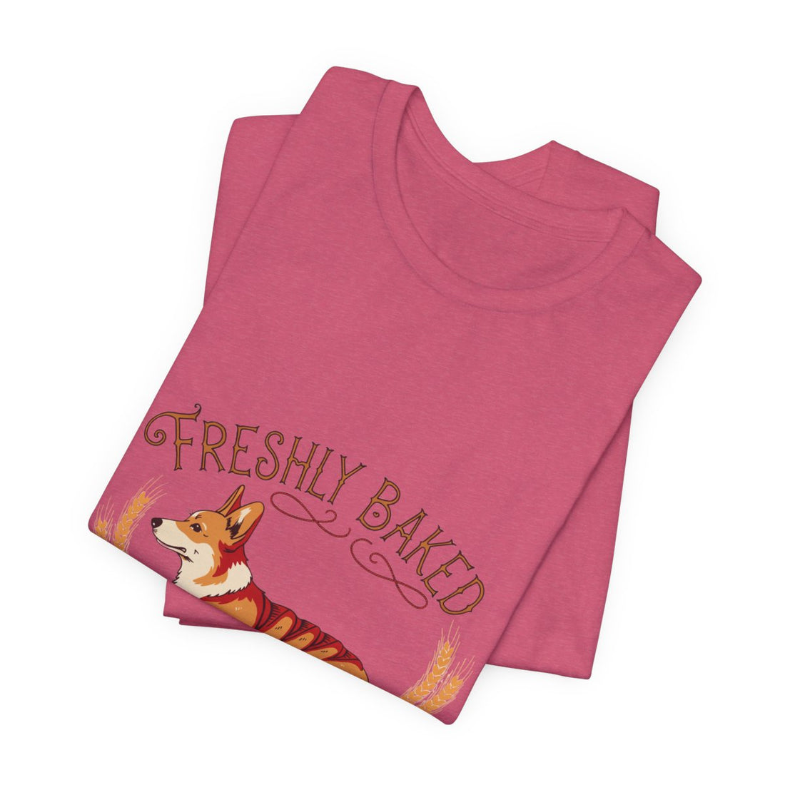Heather Raspberry — Folded | Corgi 'Freshly Baked' Tee