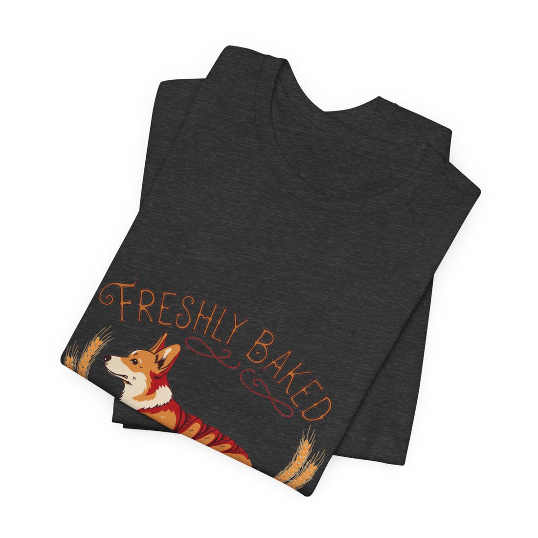 Dark Grey Heather — Folded | Corgi 'Freshly Baked' Tee