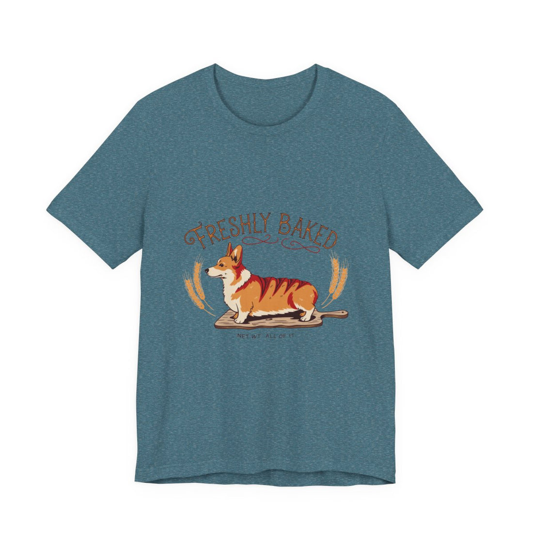 Heather Deep Teal — Front | Corgi 'Freshly Baked' Tee