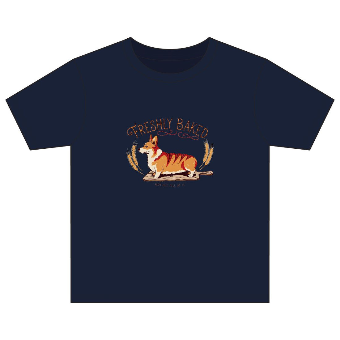 Navy — Front | Corgi 'Freshly Baked' Youth Tee