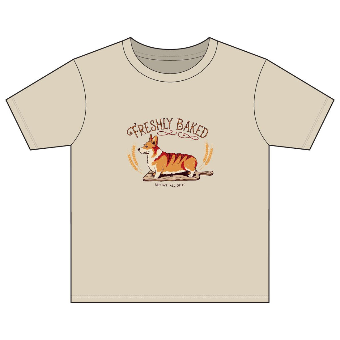 Sand — Front | Corgi 'Freshly Baked' Youth Tee