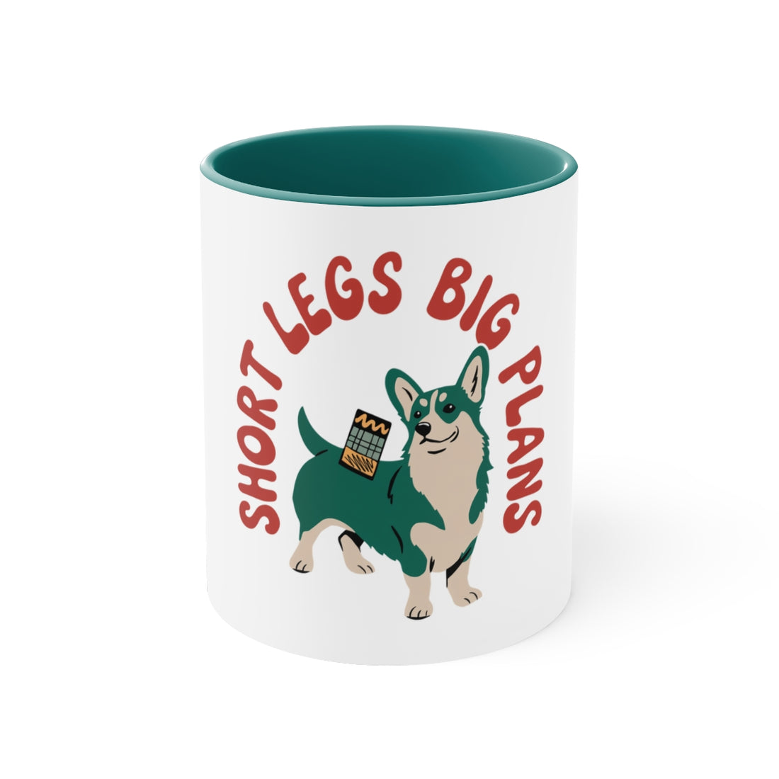 Green — Front | Corgi Short Legs Big Plans Accent Mug