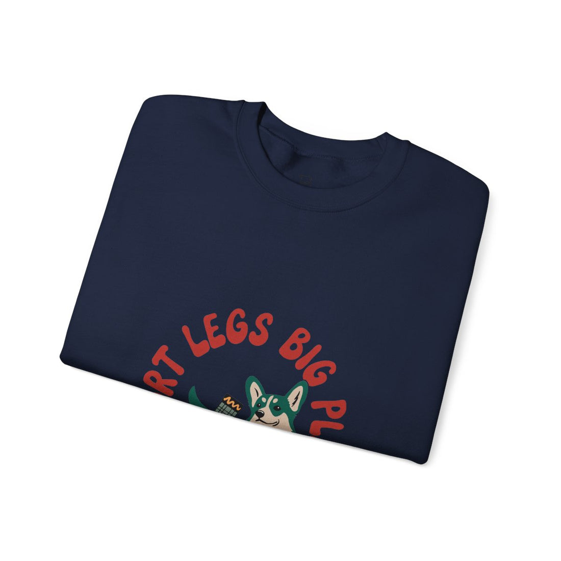 Navy — Folded | Corgi Short Legs, Big Plans Crewneck
