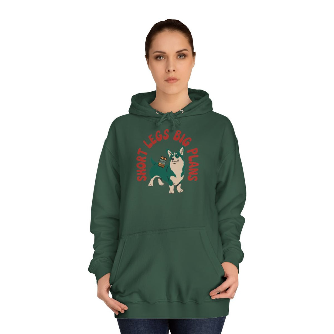 Bottle Green — Lifestyle | Corgi "Short Legs, Big Plans" Pullover Hoodie