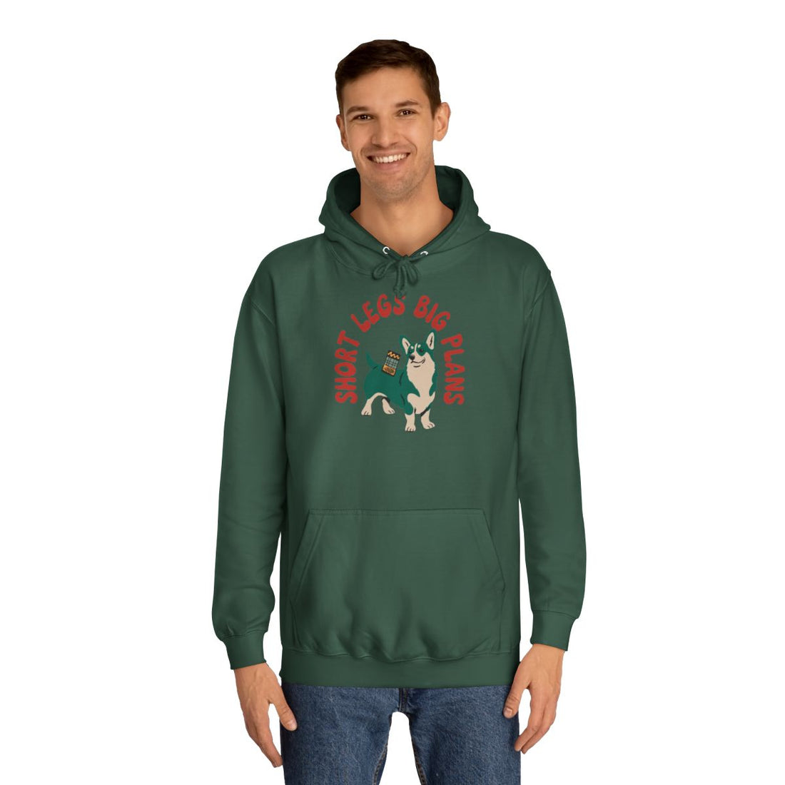 Bottle Green — Lifestyle | Corgi "Short Legs, Big Plans" Pullover Hoodie