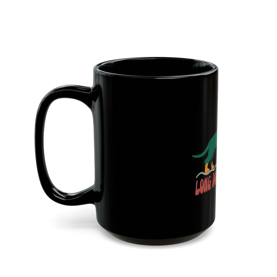 15oz — Left side | Dachshund Black Mug — Little Boss Energy, 11 & 15 oz