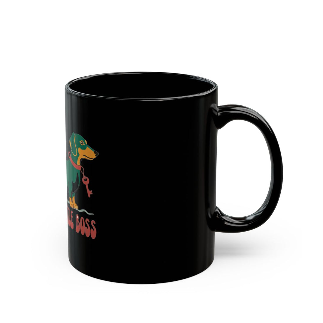 11oz — Right side | Dachshund Black Mug — Little Boss Energy, 11 & 15 oz