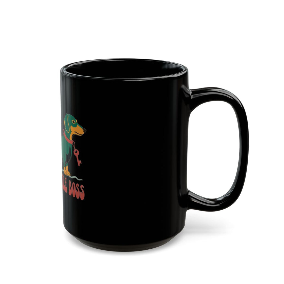 15oz — Right side | Dachshund Black Mug — Little Boss Energy, 11 & 15 oz