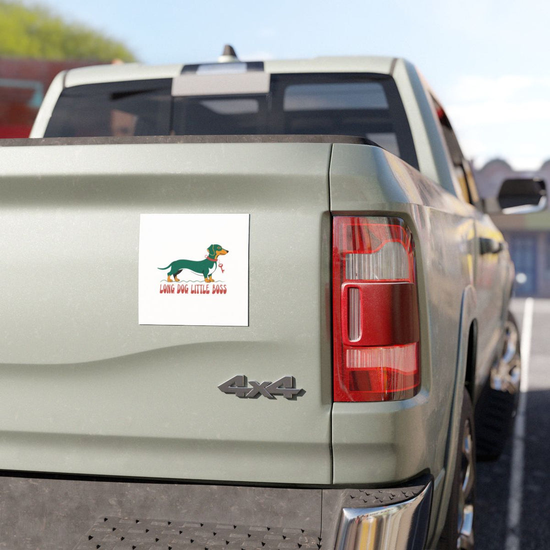 5'' × 5'' — Lifestyle | Dachshund Long Dog Little Boss Car Magnet