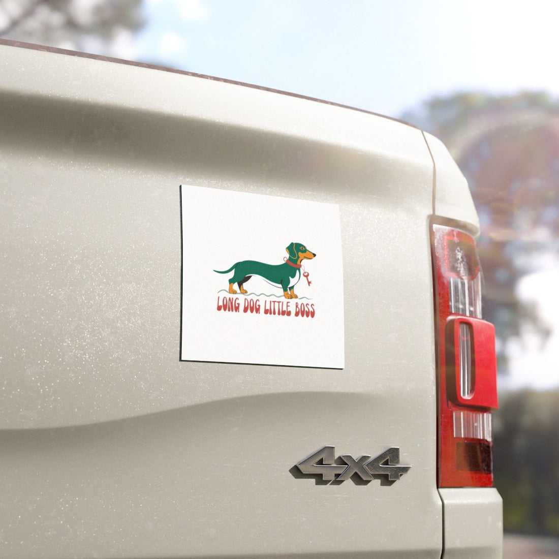 5'' × 5'' — Detail | Dachshund Long Dog Little Boss Car Magnet