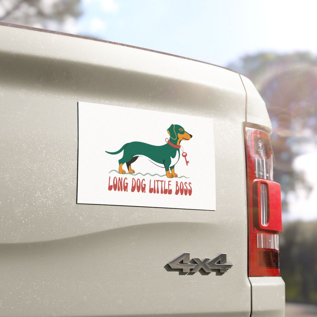 7.5'' × 4.5'' — Detail | Dachshund Long Dog Little Boss Car Magnet