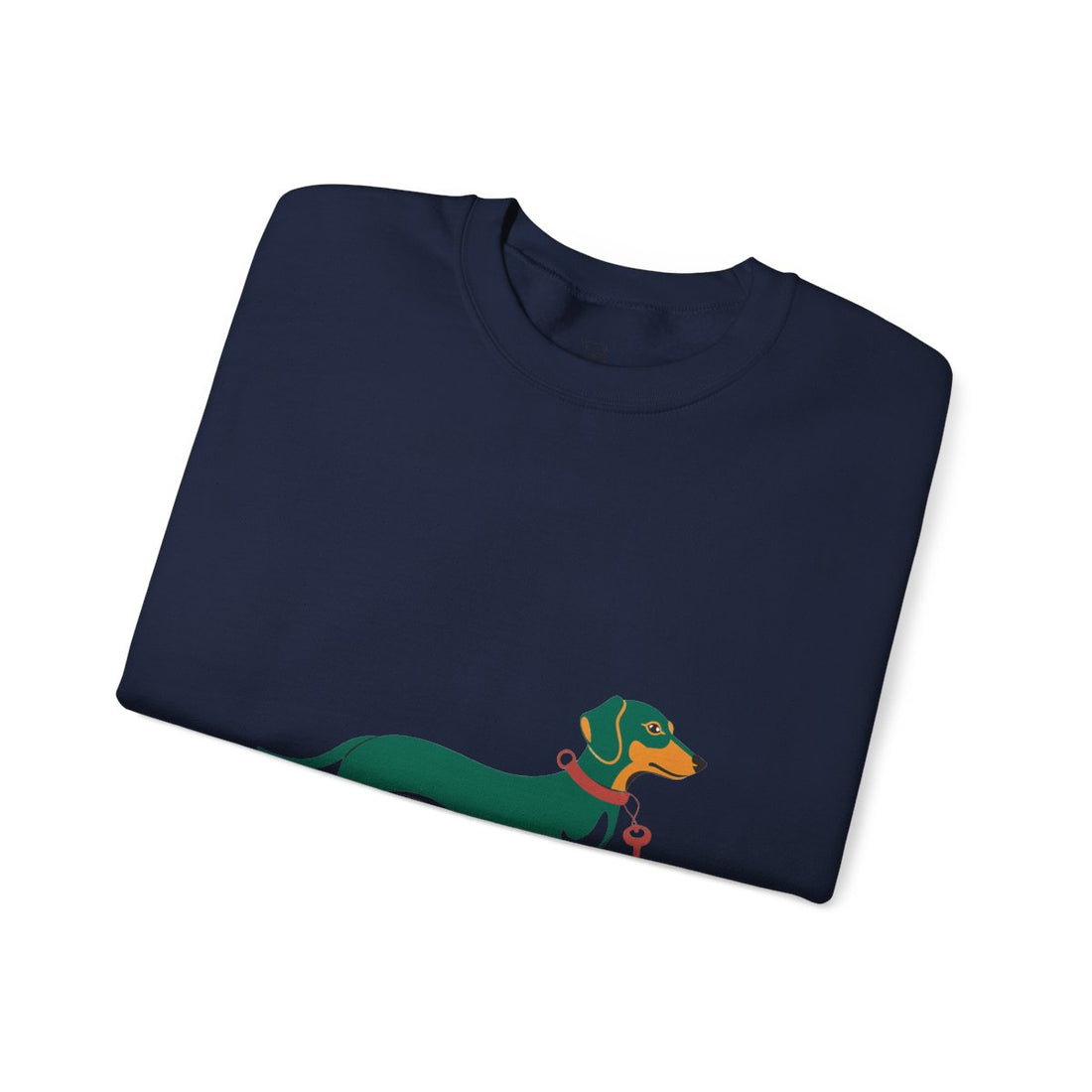 Navy — Folded | Dachshund "Long Dog Little Boss" Crewneck