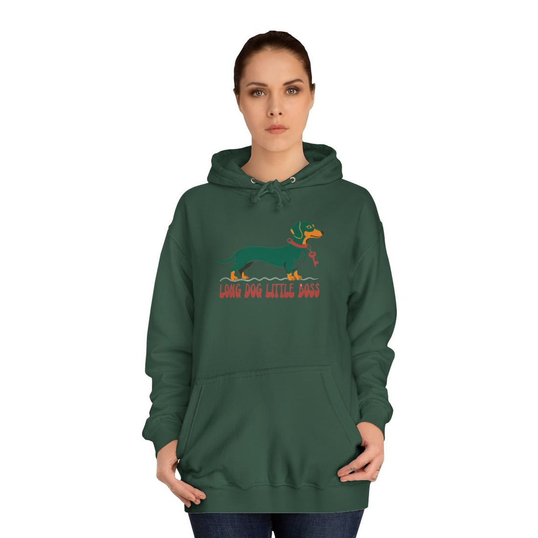 Bottle Green — Lifestyle | Dachshund "Long Dog, Little Boss" Hoodie