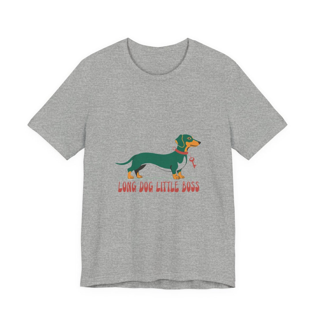 Athletic Heather — Front | Dachshund "Long Dog, Little Boss" Men's Tee