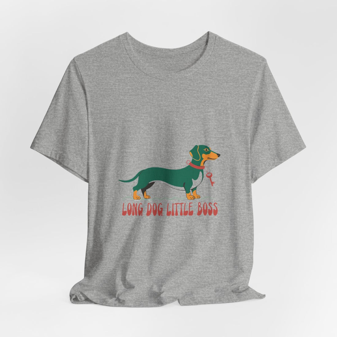 Athletic Heather — Hanging | Dachshund "Long Dog, Little Boss" Men's Tee