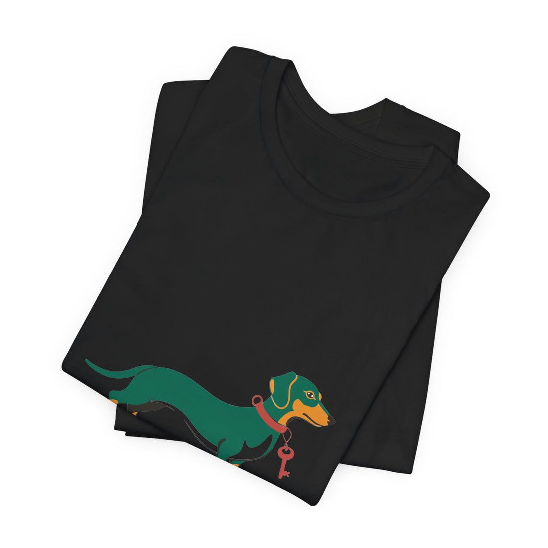 Black — Folded | Dachshund "Long Dog, Little Boss" Men's Tee