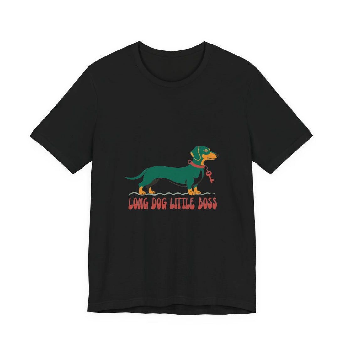 Black — Front | Dachshund "Long Dog, Little Boss" Men's Tee