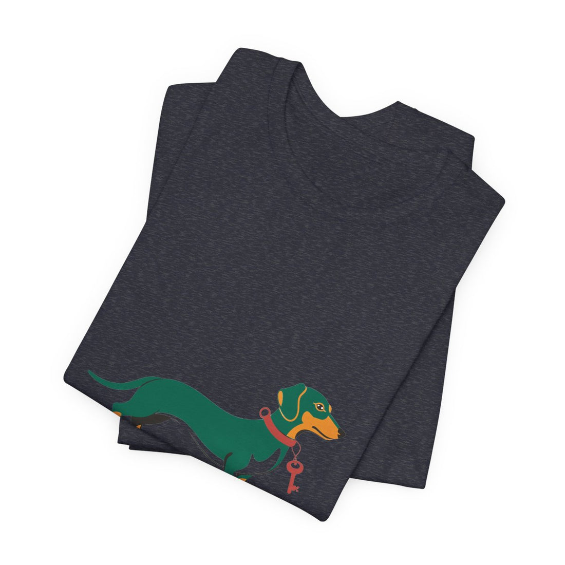 Heather Navy — Folded | Dachshund "Long Dog, Little Boss" Men's Tee