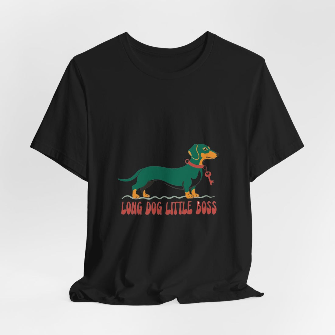 Black — Hanging | Dachshund "Long Dog, Little Boss" Men's Tee