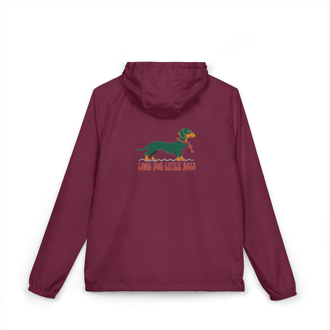 Maroon — Back | Dachshund Long Dog, Little Boss Windbreaker
