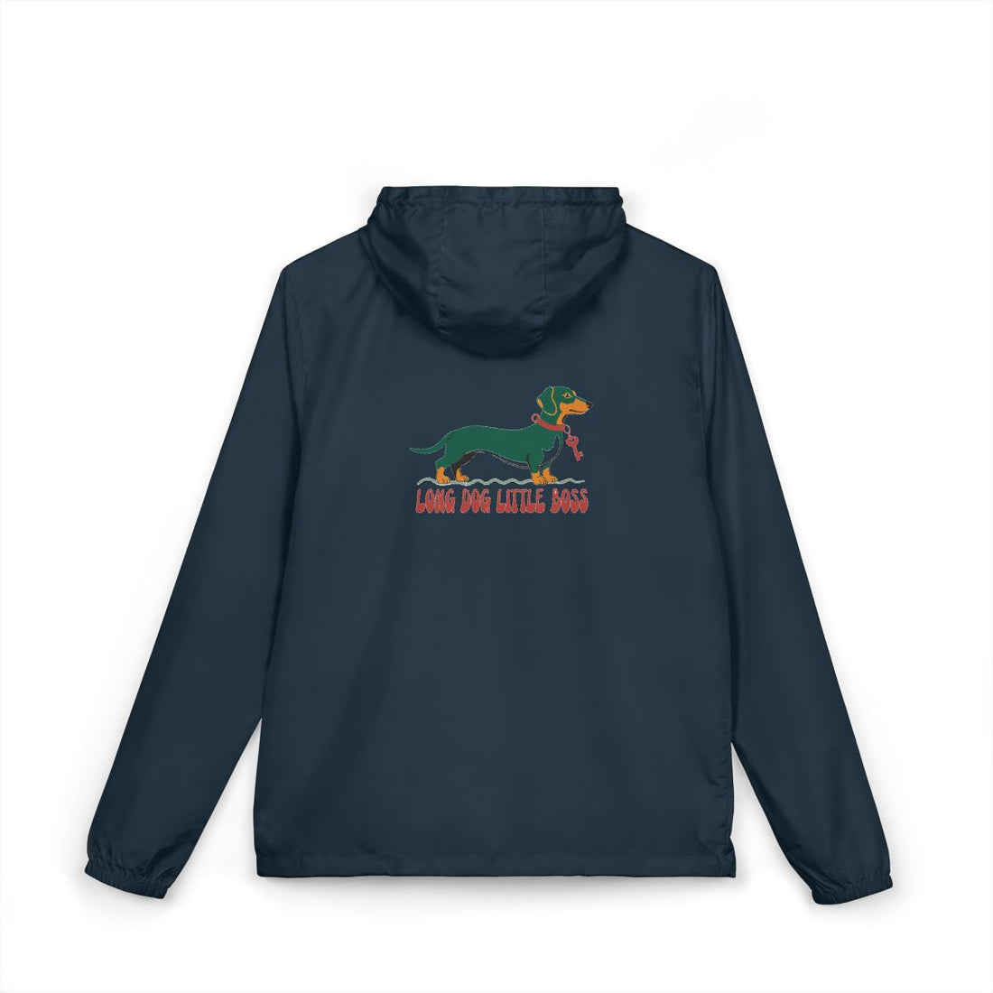 Classic Navy — Back | Dachshund Long Dog, Little Boss Windbreaker