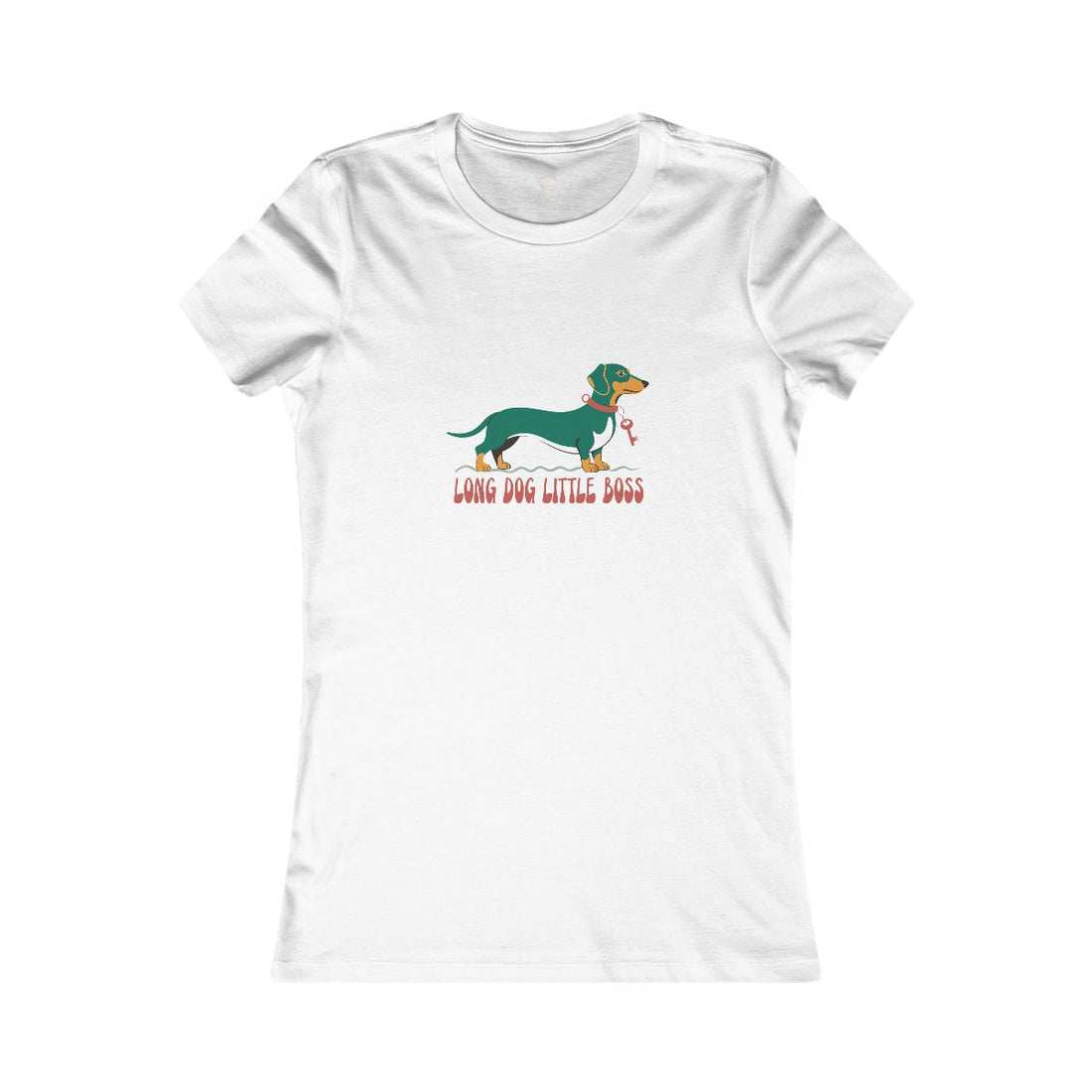 White — Front | Dachshund "Long Dog, Little Boss" Women's Tee