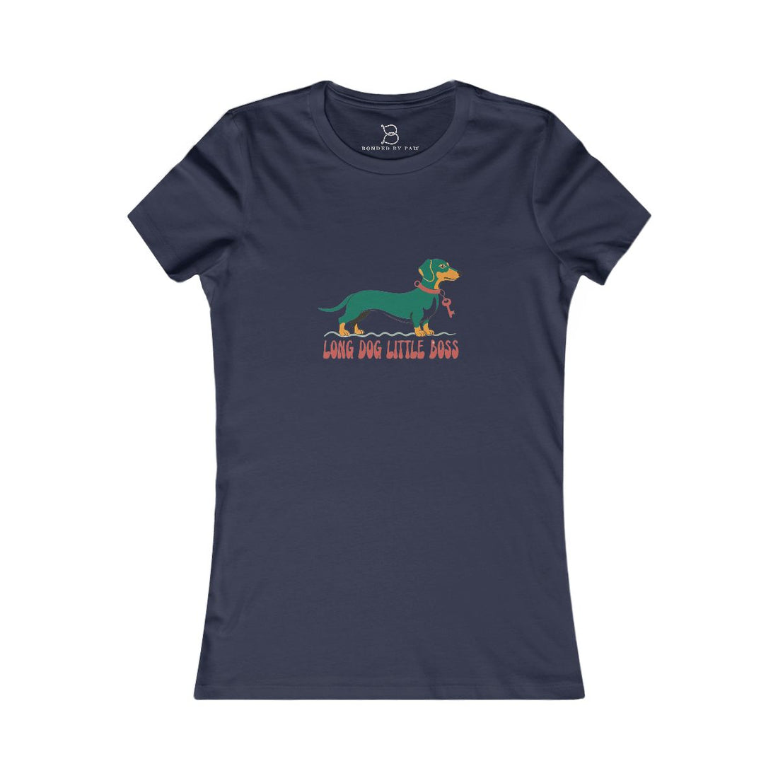 Navy — Front | Dachshund "Long Dog, Little Boss" Women's Tee