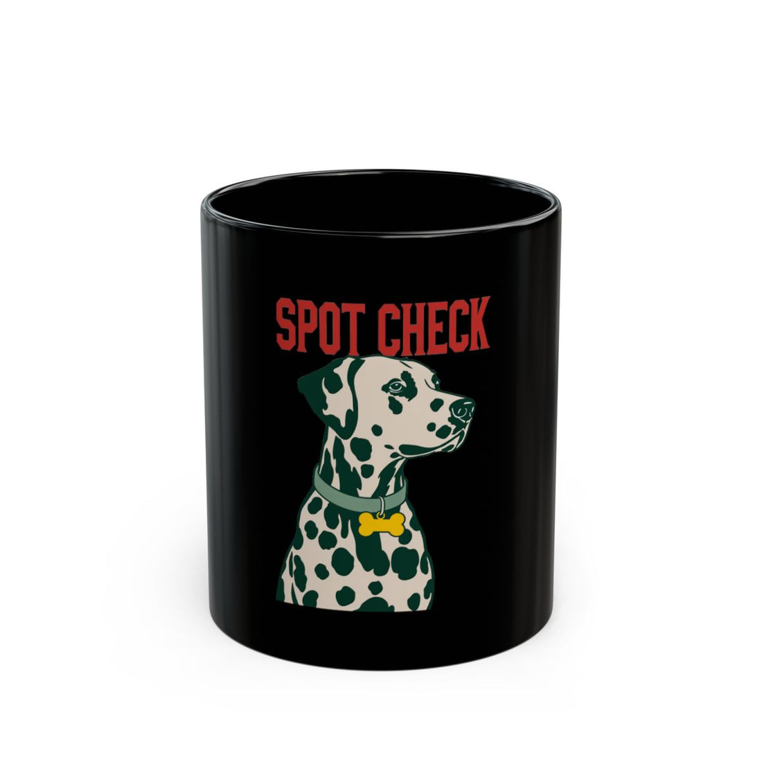 11oz — Front | Dalmatian Spot Check Black Mug