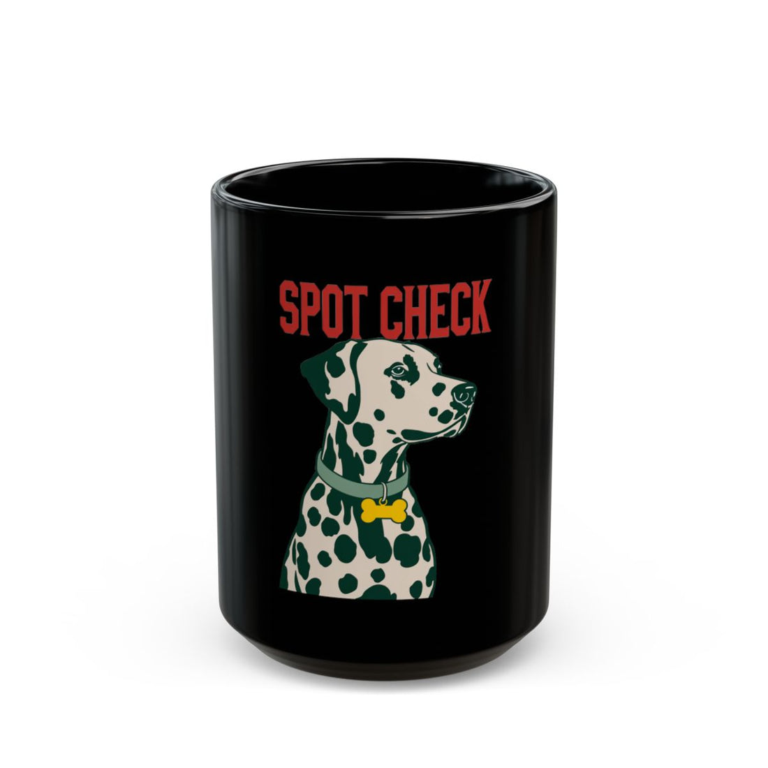 15oz — Front | Dalmatian Spot Check Black Mug