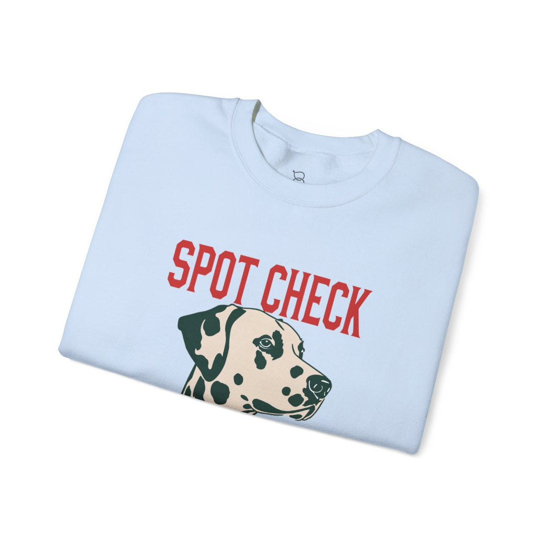 Light Blue — Folded | Dalmatian Spot Check Crewneck