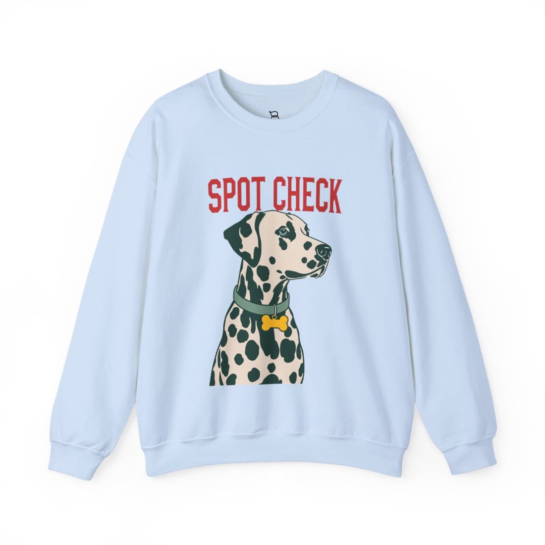 Light Blue — Front | Dalmatian Spot Check Crewneck