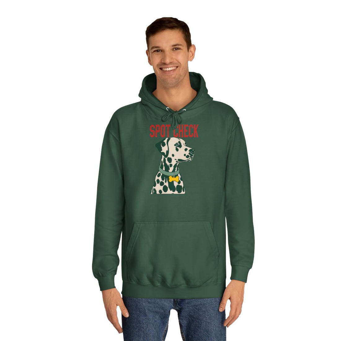 Bottle Green — Lifestyle | Dalmatian Spot Check Hoodie